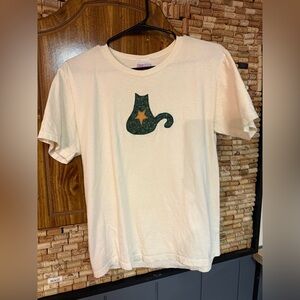 Vintage Homemade Hanes Quilted Cat cotton t-shirt size medium